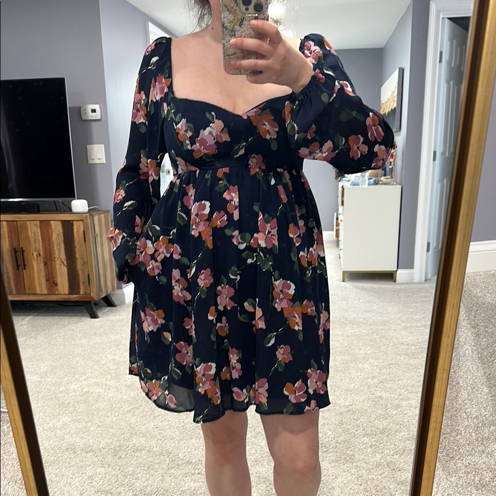 *2 for $10* Abercrombie and fitch navy floral babydoll dress
